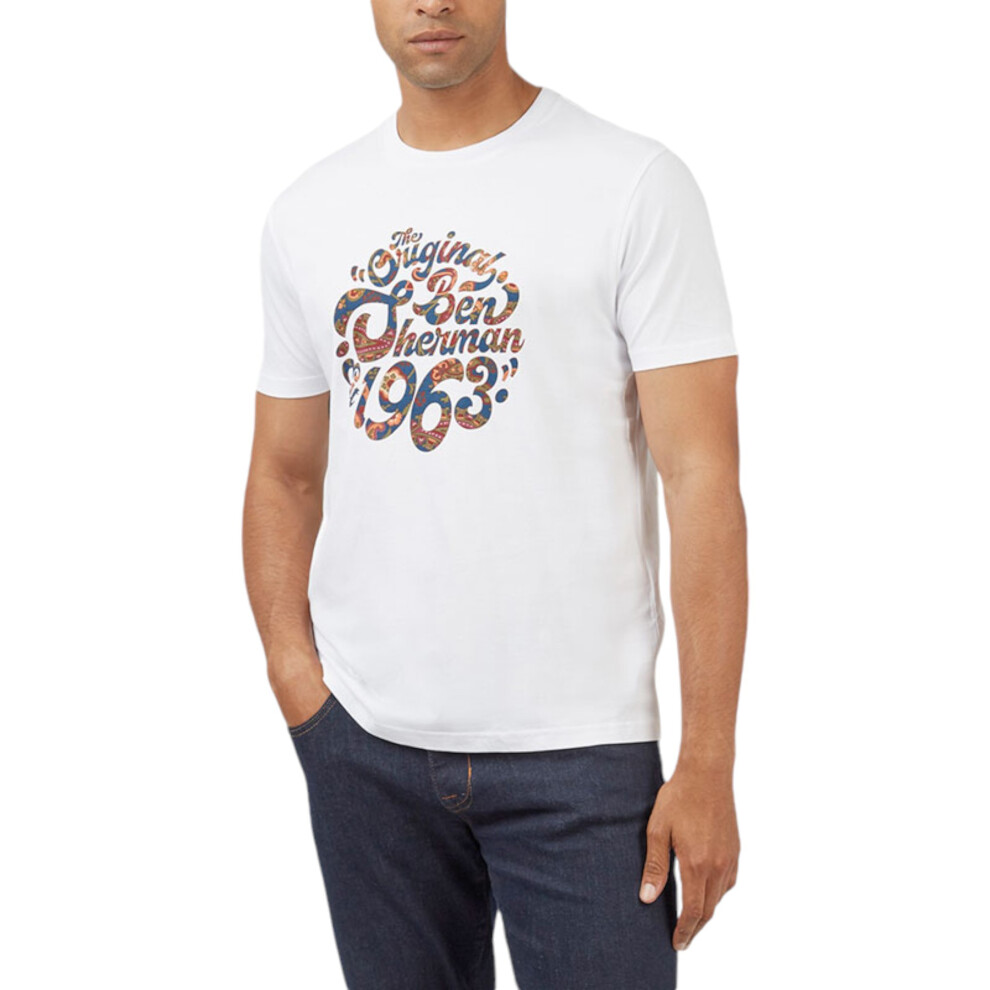 (White (Original), XS) BEN SHERMAN Mens T Shirts Cotton Printed Tee