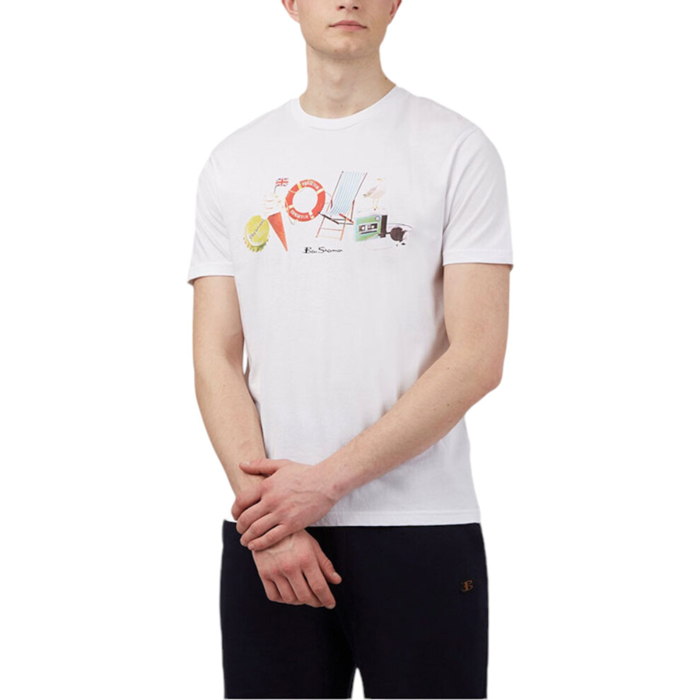(White (Brighton), XS) BEN SHERMAN Mens T Shirts Summer Theme Printed Tee