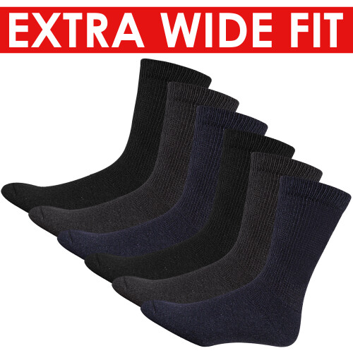 (6 Pack) Mens Socks Extra Wide Fit Diabetic Socks 2