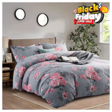 (Double) Grey Duvet Cover Set Reversible Printed Bedding
