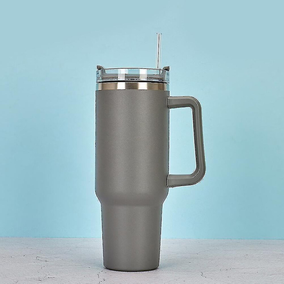 (Gray) 40oz Adventure Quencher Tumbler Stainless Steel Thermos Vacuum Cups With Handle