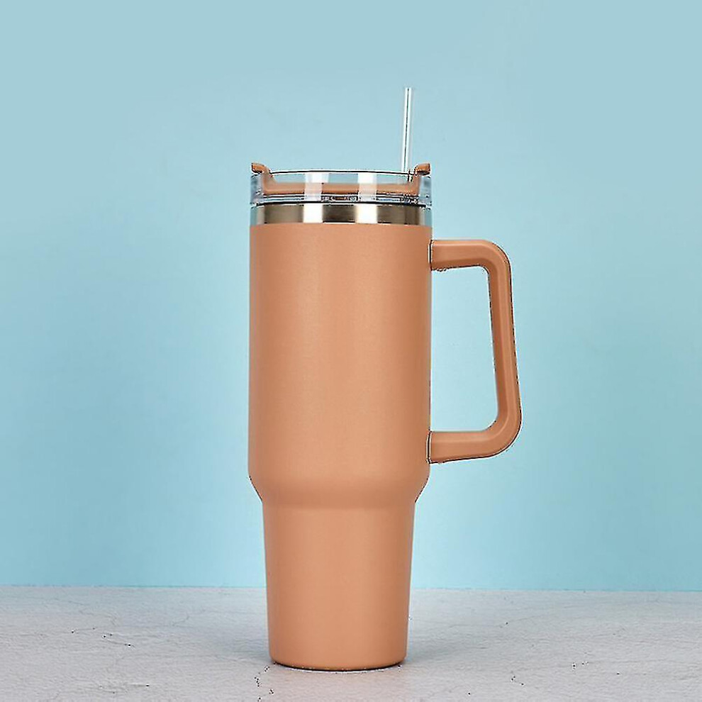 (Coffee) 40oz Adventure Quencher Tumbler Stainless Steel Thermos Vacuum Cups With Handle