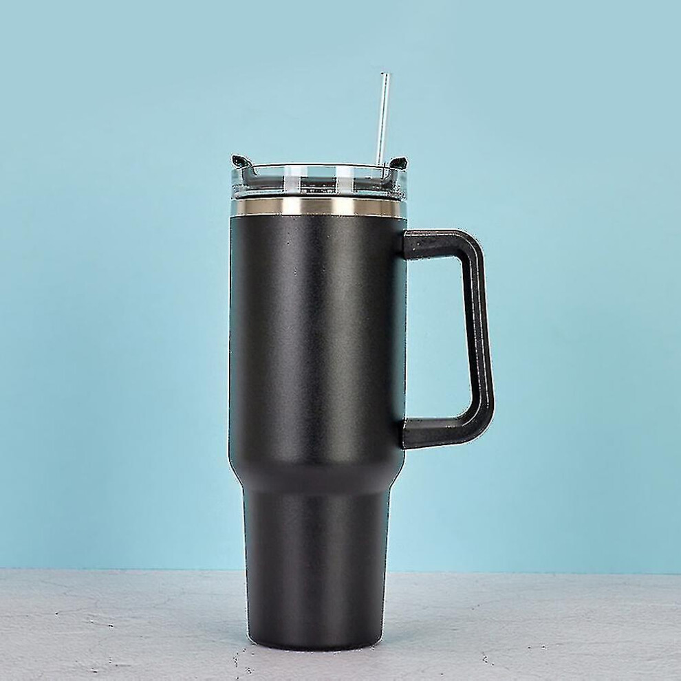 (Black) 40oz Adventure Quencher Tumbler Stainless Steel Thermos Vacuum Cups With Handle