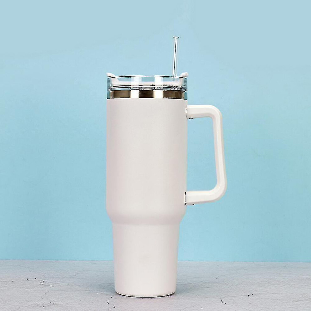 (White) 40oz Adventure Quencher Tumbler Stainless Steel Thermos Vacuum Cups With Handle