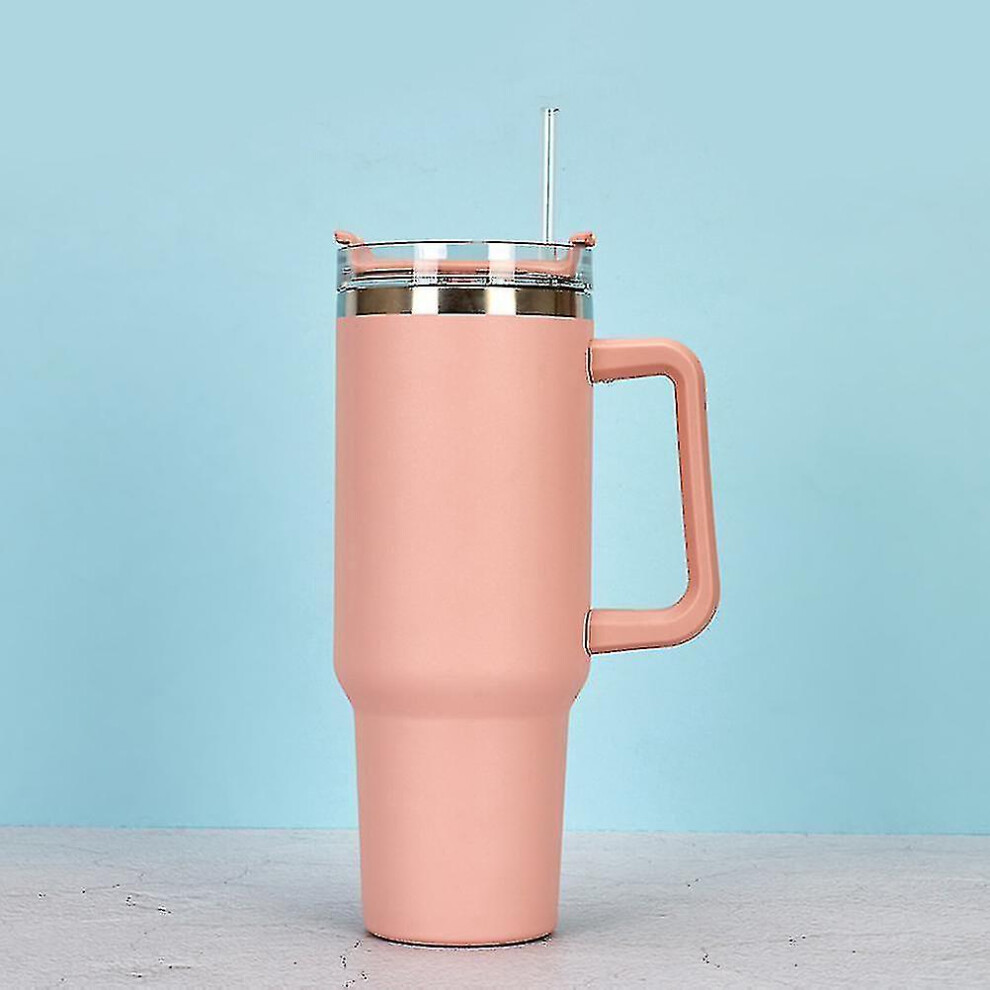 (Pink) 40oz Adventure Quencher Tumbler Stainless Steel Thermos Vacuum Cups With Handle