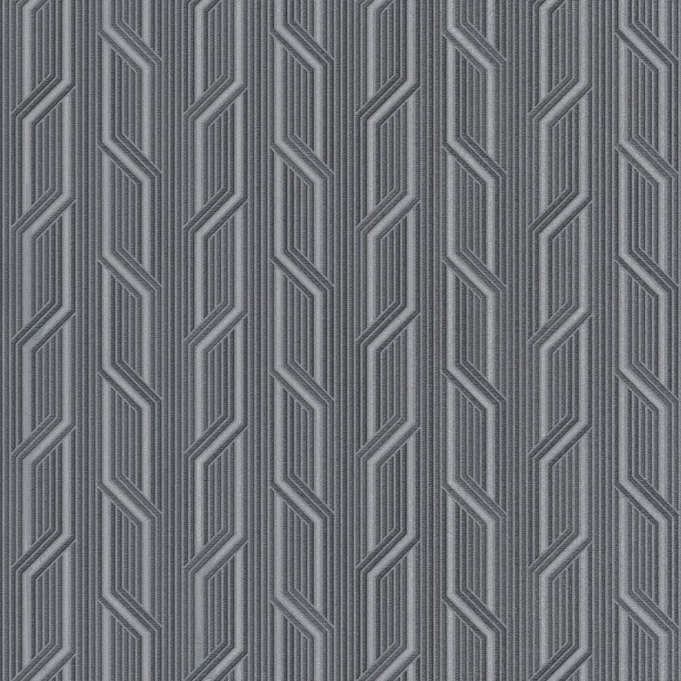 (Charcoal ON4101) Orion Vertical Geometric Stripe Wave Wallpaper