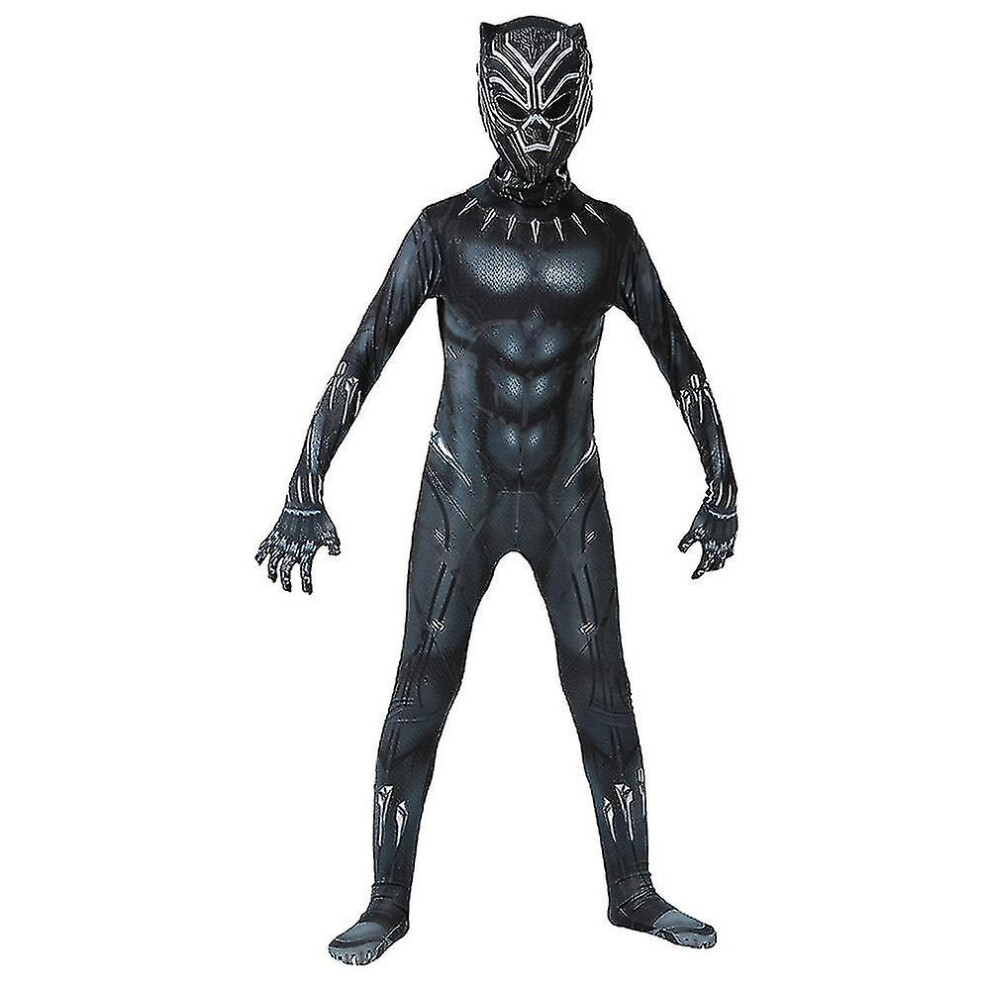 (180Cm) Halloween Kids Boys Girls Panther Cosplay Costume Party Jumpsuit Playsuit Black