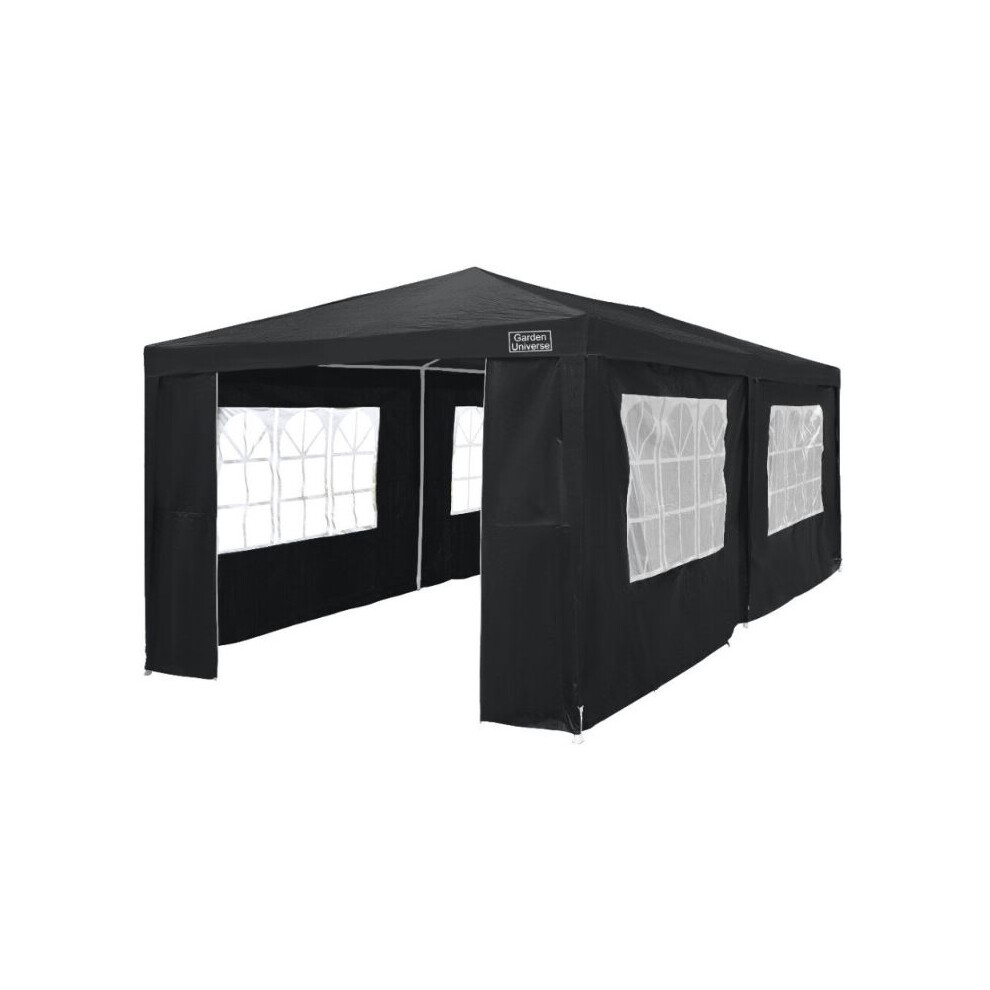 Gazebo 3 x 6m By Garden Universe Steel Frame XL Marquee Canopy Party Tent Black