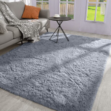(SILVER, 200 X 290) Extra Large Shaggy Rugs Living Room Runner Carpet