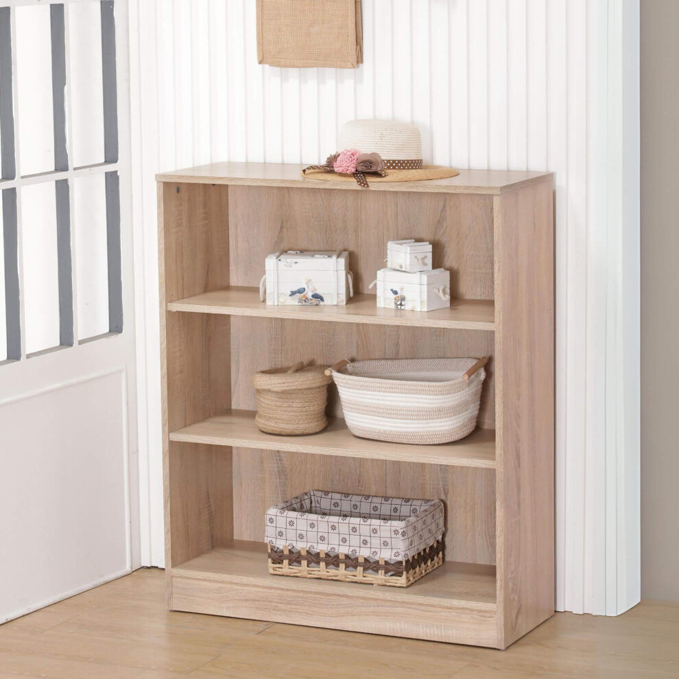 (Oak - Short) Bookcase Display Shelf Freestanding