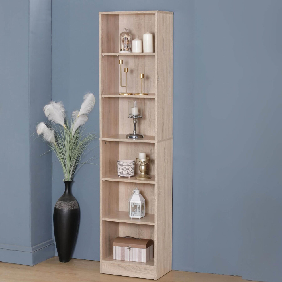 (Oak - Narrow) Bookcase Display Shelf Freestanding