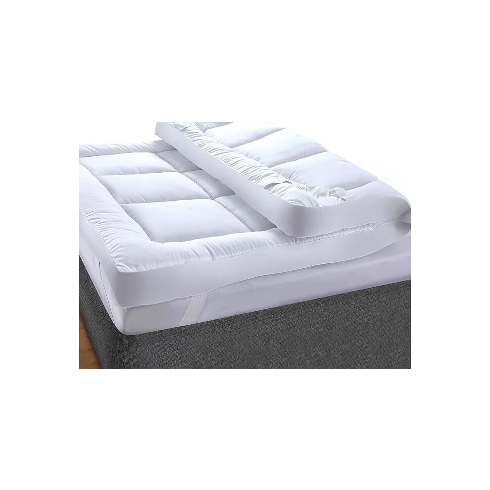 Yorkshire Homeware Ltd (King) Microfiber Mattress Topper 4" Inch Deep 10Cm White