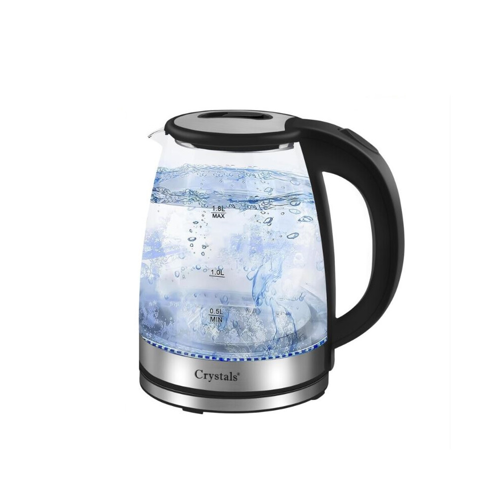 1.8L Electric Kettle Glass 360 Blue LED Illuminated Portable Jug 1500W