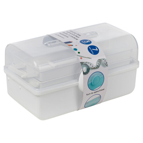 URBN Living (White) 3 Tier Cantilever Sewing Craft Storage Box Tray 7 Sections 2