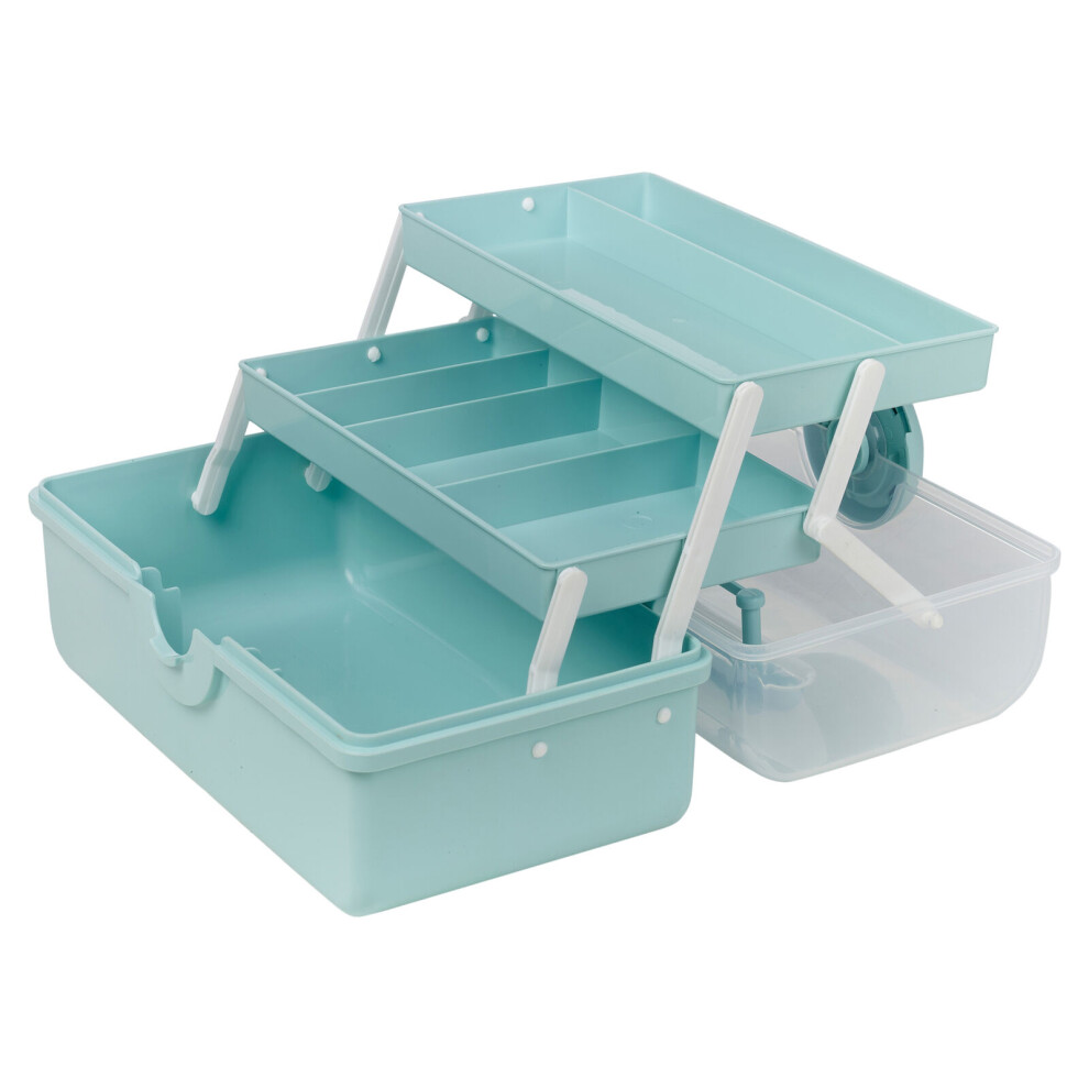 Urbn Living (Mint Green) 3 Tier Cantilever Sewing Craft Storage Box Tray 7 Sections - Image 2