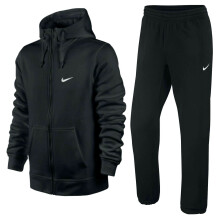 (Black, L) Nike Mens Club Fleece Tracksuit Set