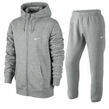 (Grey, L) Nike Mens Club Fleece Tracksuit Set