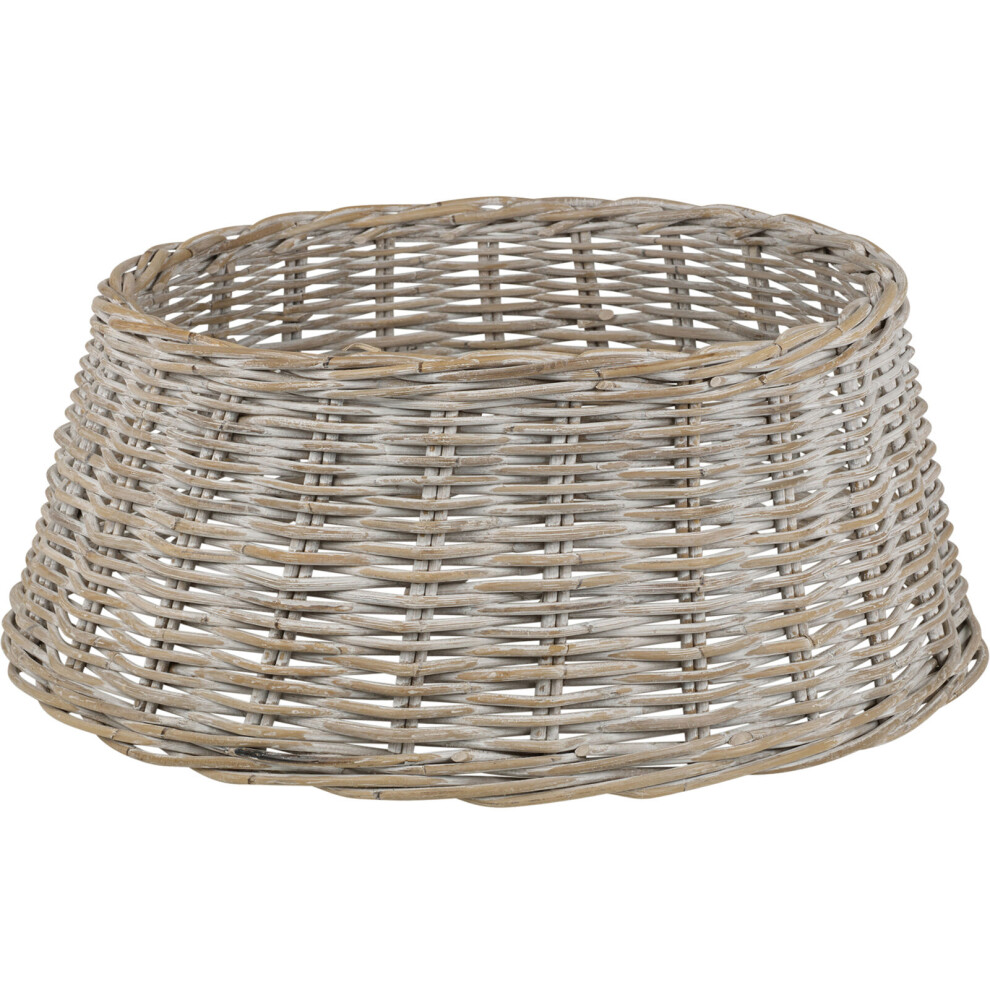 Urbn Living (Whitewash) 70Cm Large Christmas Tree Skirt Bamboo Wicker Natural Xmas Base Cover