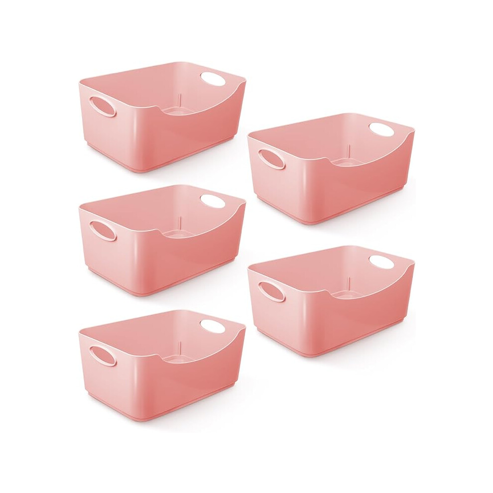 Keplin Plastic Storage Baskets With Handles - Pink / Pink / 5 - Image 3