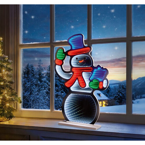 Premier Snowman Christmas Infinity Mirror Light Decoration LED Xmas Light 60cm 1