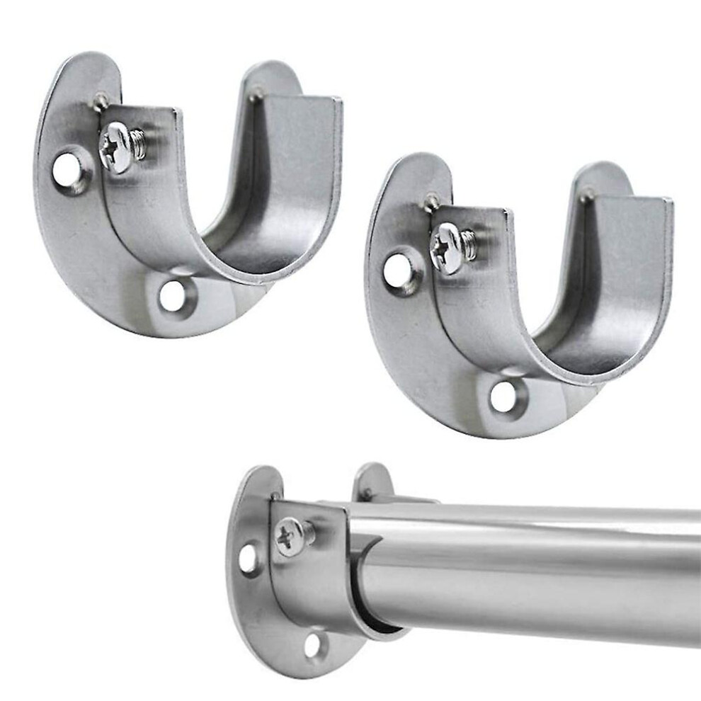 (32mm) 2 Pack Stainless Steel Closet Pole Sockets, Heavy Duty Closet Rod End Supports U Shaped Flange Rod Holder With Screws