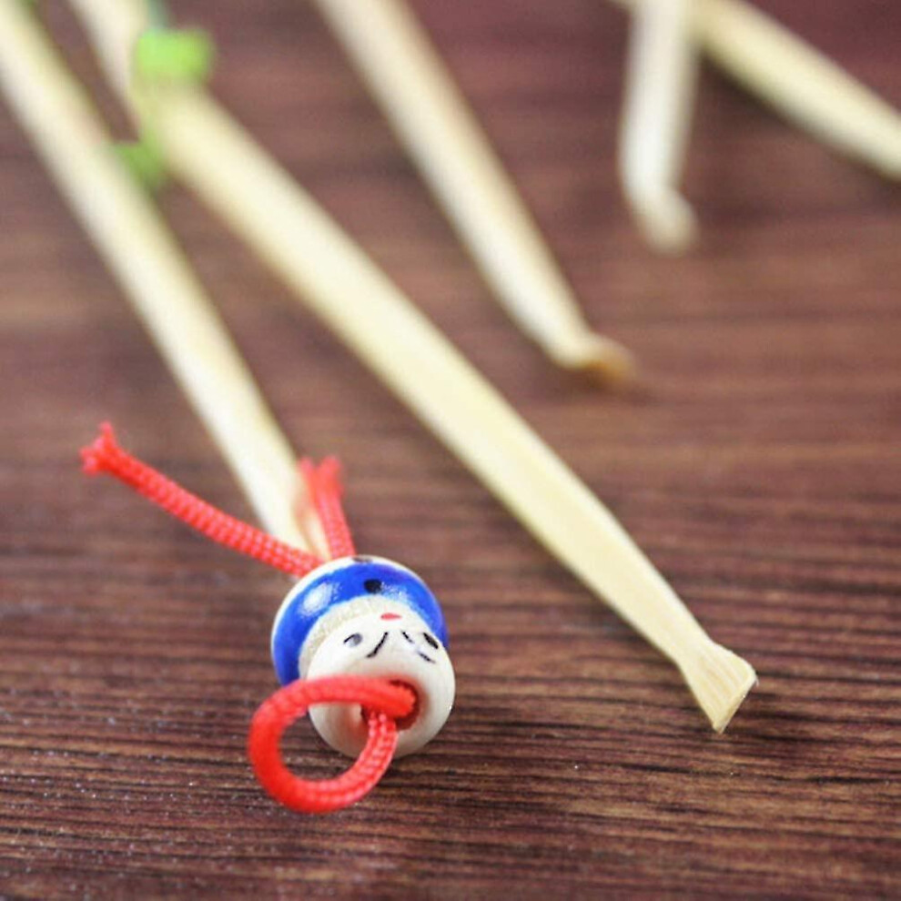10pcs Bamboo Ear Cleaning Spoons China Doll Head Ear Wax Curette Remover Ear Picks
