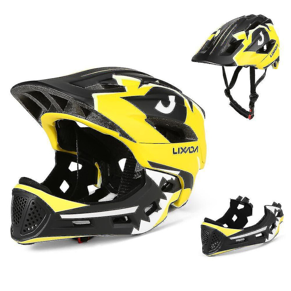 (yellow) Kids Detachable Full Face Helmet Children Sports Safety Helmet For Roller Skating