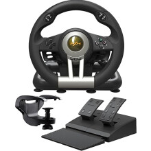 PXN V3 Pro Gaming Steering Wheel with Pedals - 180-Degree Wheel, Vibration Feedback, Integrated Shifter, Paddle Shifters - Multi-Platform