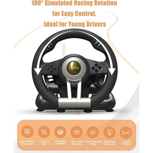 PXN V3 Pro Gaming Steering Wheel with Pedals - 180-Degree Wheel ...