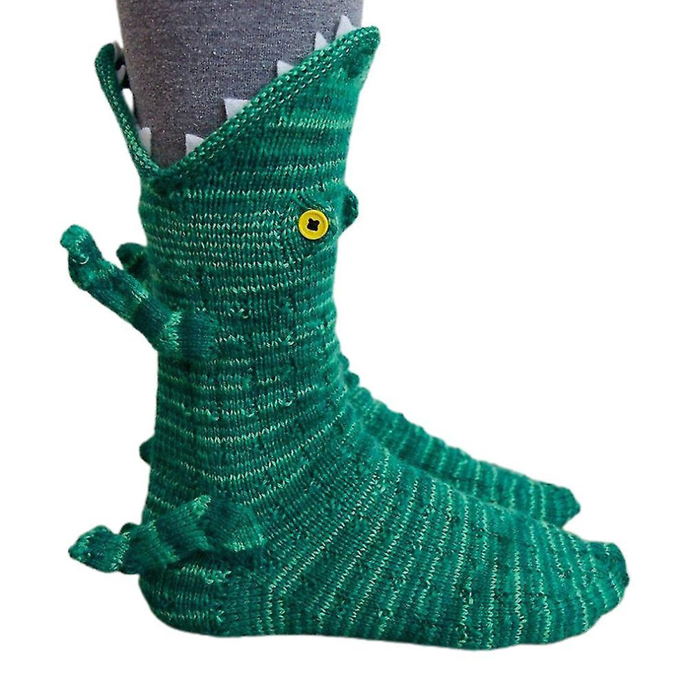 (Crocodile) Unisesx  Xmas Knitted Animal Pattern Socks Funky Mid Calf Socks