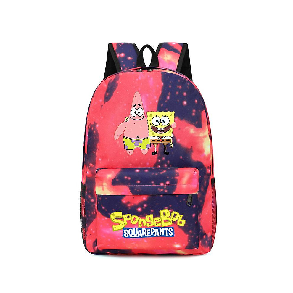 (C) Spongebob New Backpack Kawaii Cartoon Fashion Schoolbag Anime Bag Oxford Fabric Children's Backpacks Trendy Student Bags Gifts
