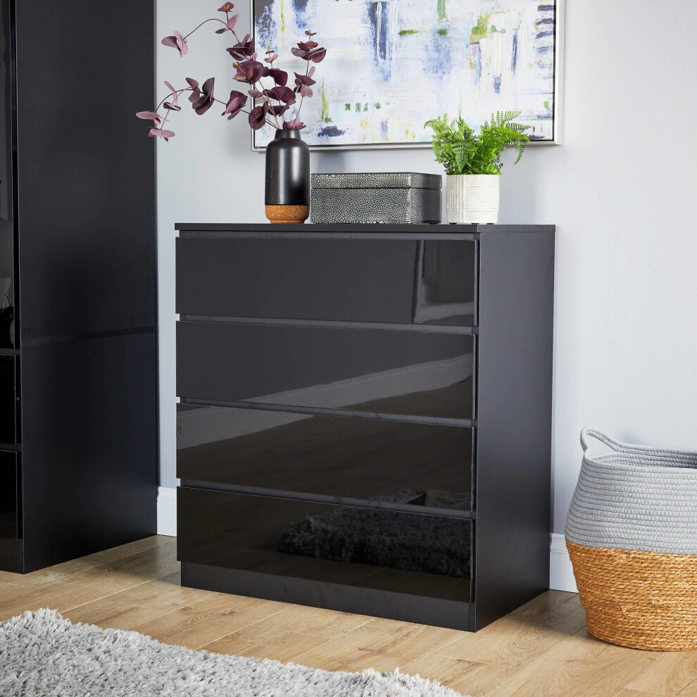 (Black - 4 Drawers) Storage Chest 4 or 6 Drawers