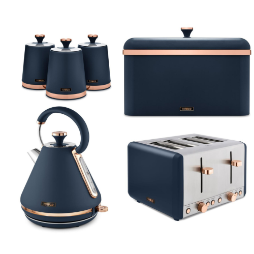 Tower Tower Cavaletto Midnight Blue Kettle Toaster Bread Bin & Canisters
