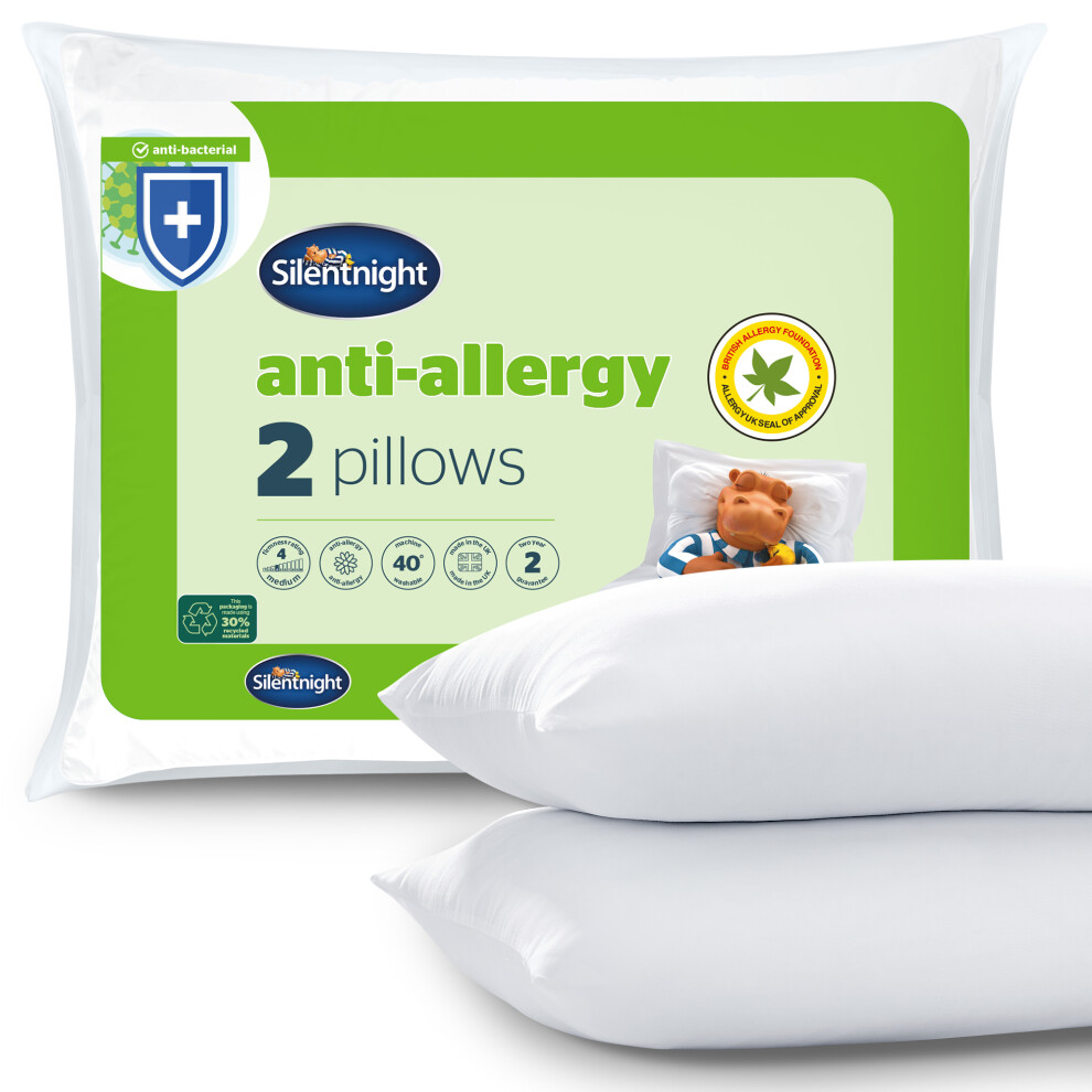 Silentnight Anti-Allergy Pillow - White, Pack of 2