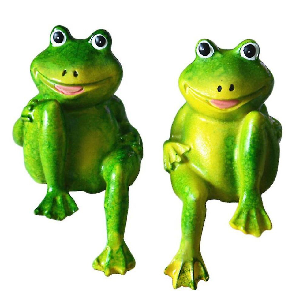 2pcs/set Cute Resin Sitting Frogs Statue Outdoor Garden Store Decorative Frog Sculpture For Home De
