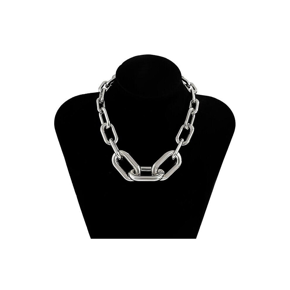 (Color Color 9) High Quality Punk Lock Chain Declaration Necklace Women Hip Hop Twisted Thick Gothic Jewelry Necklace Steampunk Silver