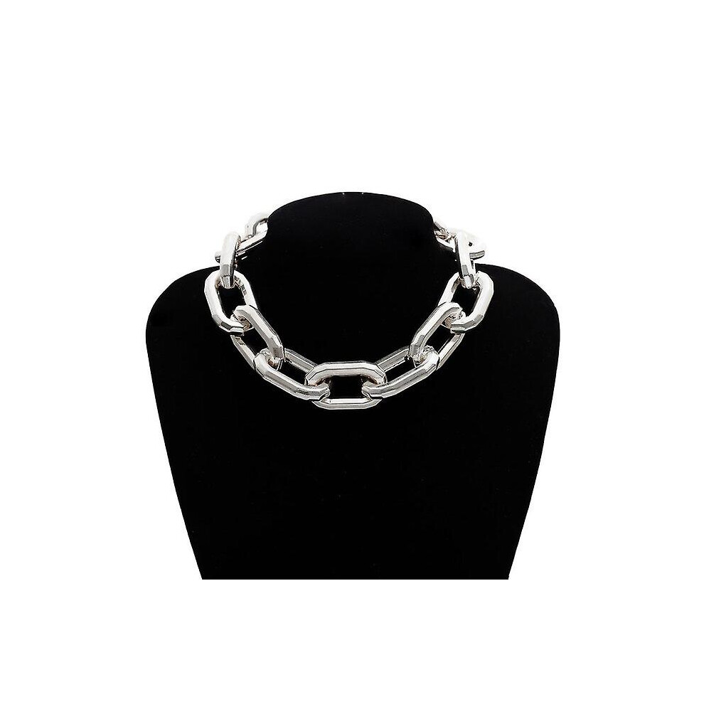 (Color Color1) High Quality Punk Lock Chain Declaration Necklace Women Hip Hop Twisted Thick Gothic Jewelry Necklace Steampunk Silver