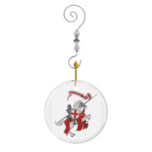 (St George Patron Saint Of England-5660) Christmas Ornaments Ceramic Charm with Hook Crystal Handmade Xmas Tree Decorations Keepsake Stocking Stuffer