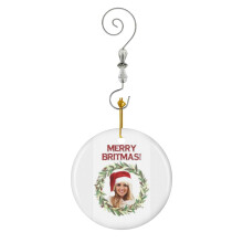 (Merry Britmas - For Celebrating A Very Britney Christmas (Red Text)-5834) Christmas Ornaments Ceramic Charm with Hook Crystal Handmade Xmas Tree Decorations Keepsake Stocking Stuffer