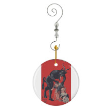 (Merry Christmas From Krampus!-7486) Christmas Ornaments Ceramic Charm with Hook Crystal Handmade Xmas Tree Decorations Keepsake Stocking Stuffer