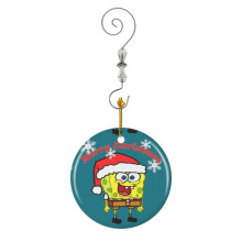 (Merry Christmas SpongeBob Collection-4921) Christmas Ornaments Ceramic Charm with Hook Crystal Handmade Xmas Tree Decorations Keepsake Stocking Stuffer