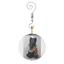(Sweet Black Briard Ready For Any Holiday. Artwork Was Done By Joanne Backor Jarry For The Briard Clu) Christmas Ornaments Ceramic Charm with Hook Crystal Handmade Xmas Tree Decorations Keepsake Stocking Stuffer
