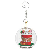 (Purrista Pawfee Cute Christmas Coffee Cat-5738) Christmas Ornaments Ceramic Charm with Hook Crystal Handmade Xmas Tree Decorations Keepsake Stocking Stuffer