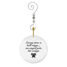 (It's A Wonderful Life - Everytime A Bell Rings-7443) Christmas Ornaments Ceramic Charm with Hook Crystal Handmade Xmas Tree Decorations Keepsake Stocking Stuffer