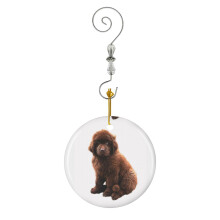 (Newfoundland Chocolate Brown Puppy Dog-1704) Christmas Ornaments Ceramic Charm with Hook Crystal Handmade Xmas Tree Decorations Keepsake Stocking Stuffer