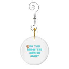 (Muffin Man-2468) Christmas Ornaments Ceramic Charm with Hook Crystal Handmade Xmas Tree Decorations Keepsake Stocking Stuffer