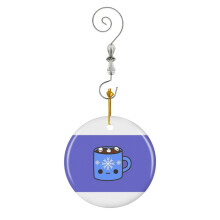 (Mug Of Hot Chocolate With Cute Marshmallows-118) Christmas Ornaments Ceramic Charm with Hook Crystal Handmade Xmas Tree Decorations Keepsake Stocking Stuffer