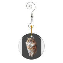 (Persian Cat Cute Orange Persian Kitty-5522) Christmas Ornaments Ceramic Charm with Hook Crystal Handmade Xmas Tree Decorations Keepsake Stocking Stuffer