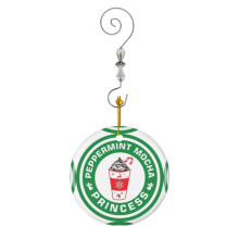 (Peppermint Mocha Princess-9244) Christmas Ornaments Ceramic Charm with Hook Crystal Handmade Xmas Tree Decorations Keepsake Stocking Stuffer