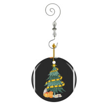 (Harry P Hp Huffle Yellow House Magical Christmas Tree-2899) Christmas Ornaments Ceramic Charm with Hook Crystal Handmade Xmas Tree Decorations Keepsake Stocking Stuffer